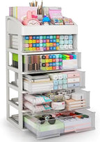 Desk Organizer with Drawers, 5 Drawers Storage Organizer, Desktop Storage Drawers for Office Supplies, Plastic Stationary Organizer, Makeup Organizer, Desk Storage Box for Office, School, Home by ORGIDOL