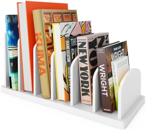 Cook Book Organizer, 6 Sections, Recipe Book Holder Rack, Tabletop Stand for Convenient Cookbook Storage, Vertical Cook Book Stand Kitchen, Binder Holder for Desk & Countertop (White) by CraftSaints