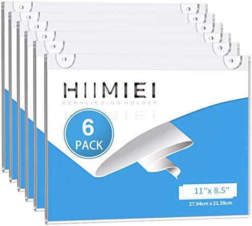 HIIMIEI Acrylic Clear Wall Mount Sign Holders 8.5 x 11 Horizontal 6 Pack by HIIMIEI