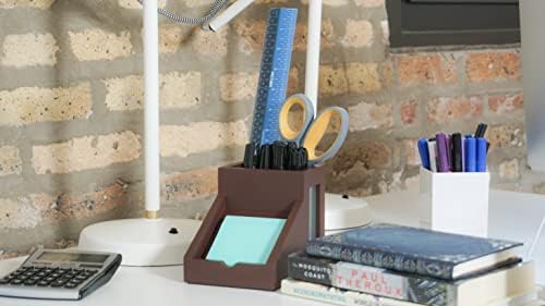 Victor Desk Pencil Cup With Angled Note Holder, Frosted Glass Window Desktop Organizer for Pens, Pencils, and Notes, 4.1 x 6.1 x 4.5-Inches, Mocha Brown - Image 5