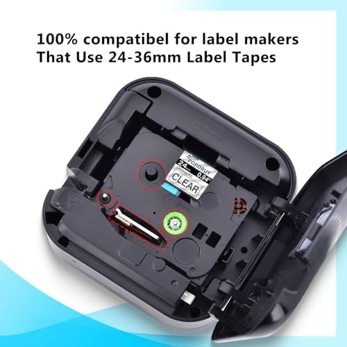 TZ TZe 24mm 0.94 Laminated Clear Tape Compatible for Brother P-Touch TZ151 TZ-151 TZe-151 TZe151 1 Inch Label Tape for PT-D600 D610BT P710BT Label Maker, 5 Pack Black on Clear - Image 3