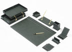 MOOGCO 12-Piece Leather Desk Set — Desk Pad 23.2" x 15.4", Double Document Tray, Pen Holder — Desk Organizer Set for Home Office & Executive Desk Accessories by MOOGLLC