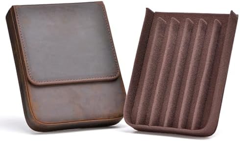 Lanxivi Genuine Leather Fountain Pen Case 6 Slot Crazy Leather Organizer, Portable Pen Bag Pouch Drawer Style - Image 5