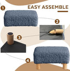 Small Foot Stool Ottoman, Sherpa Footstool Ottoman Foot Rest for Couch, Rectangle Footstools and Ottomans Small for Living Room, Entryway and Bedroom (Navy Blue) - Image 6