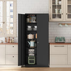 Fesbos Metal Storage Cabinet-72” Tall Steel File Cabinet with Lockable Doors and Adjustable Shelves-Black Steel Storage Cabinet for Home, School, Office, Garage - Image 2