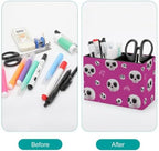 Storage Organizer Rich Shallow Pastel Lovely Circle Skull Skeleton Rotating Multi‑Functional Pouch,Art‑Craft with Accessories - Image 5