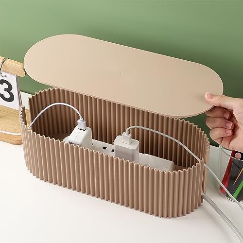 Large Cable Organizer Box for Power Strips, Surge Protectors, Chargers, TV Computer Wires - White - Image 4