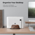 AFOOYO Vertical Laptop Stand - Dual Slots Walnut Adjustable Laptop Holder,Desktop Dock Compatible with All MacBook, Surface,Chromebook,Dell & More(Walnut) - Image 5