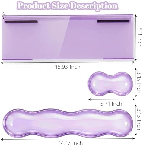 Computer Keyboard Stand Pad with Gel Wrist Rest Keyboard Pad Support with Comfortable Wrist Pad Easy Typing Ergonomic Tilted Acrylic Transparent Keyboard Riser Holder for Desktop Office Home Purple - Image 2