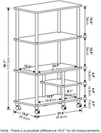 Furinno Turn-N-Tube 4-Tier Toolless Multipurpose Printer Stand Display Storage Shelf with Wheels, Amber Pine/Black - Image 2