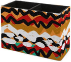 PU Leather Multi-Compartment Pen Holder Desktop Organizer Pencil Cup Storage Caddy for Office Home Supplies Bold Brushstrokes And Zigzag Lines with Ethnic And Tribal Motifs - Image 7