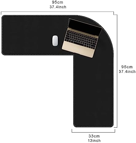 Mydours L-Shape Desk Pad, (38"+38") x13 Large PU Leather Corner Mat,Black - Image 4