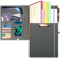 Ospelelf Clipboard with Storage for Men Women, Leather Padfolio Portfolio Organizer 5 Folders with 10 Pockets, Spiral Clipboard Folio with Notepad for Letter Size, Elastic Closure and Pen Loop Grey by OspelelfOfficeSupplies