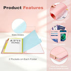 Clipboard with Storage for Men Women, Leather Padfolio Portfolio Organizer 5 Folders with 10 Pockets, Spiral Clipboard Folio with Notepad for Letter Size, Elastic Closure and Pen Loop Pink - Image 5