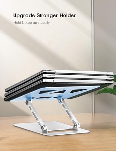 Aoviho Adjustable Laptop Stand for Desk,Portable Laptop Stand Holder and Riser,Foldable Aluminum Notebook Computer Stands for MacBook Air Pro HP Lenovo Dell Samsung, 10-15.6 inch (Sky Blue-Silver) - Image 4
