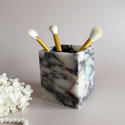 Natural Marble Stone Square Storage Container Empty Vessel Holder Cup for Candle/Pens/Sundries items (Calacatta Purple) - Image 5