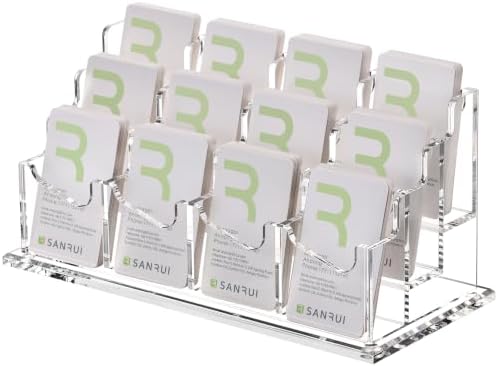 SANRUI Vertical Acrylic Business Card Holder for Desk, 3 Tier 12 Slot by SANRUI