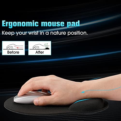 Yunsailing 12 Pcs Ergonomic Mouse Pad and Keyboard with Wrist Support Set Arm Rest Wrist Combo Gel Memory Foam Key Board Pad for Computer Laptop Gaming Office Typing Pain Relief - Image 3