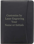 Customized Black Zippered Portfolio Binder - Engraved PU Leather Business Portfolio Organizer - Padfolio for Men & Women with US Letter Notepad, 10.5 Inch Tablet Pocket & Gift Box by Lautus Designs by LautusDesigns