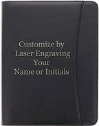 Customized Black Zippered Portfolio Binder - Engraved PU Leather Business Portfolio Organizer - Padfolio for Men & Women with US Letter Notepad, 10.5 Inch Tablet Pocket & Gift Box by Lautus Designs by LautusDesigns