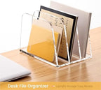 HeZone Desk File Organizer,3-Section Vertical File Folder Holder,Clear - Image 4