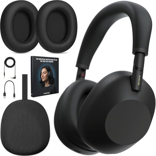 Sony WH1000XM6/B Best Wireless Noise Canceling Headphones, Black Bundle with Deco Essentials Headphones Ear Pads Replacement Headset Ear Cushions and Deco Gear Unofficial Master Guide by Unknown