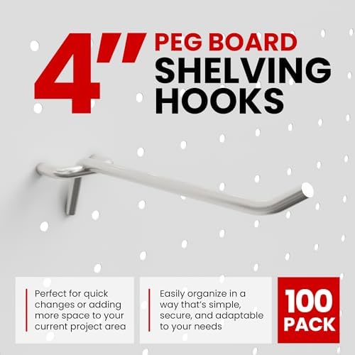 100 Pack PEG Board Pegboard Shelving Hooks 4" Length Wholesale Lot - Image 2