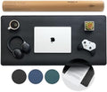 Nordik Felt and Leather Desk Mat - Dual Layer True Black 35 x 17 in by NordikByDesign