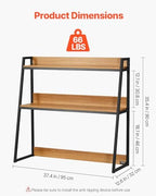VEVOR 2-Tier Desktop Storage Organizer, 37.4" x 12.6" x 35.4" Office Storage Rack, Wood Color Display Shelf, Desktop Bookshelf Hutch with Anti-Slip Feet Pads, for Office, Home & Dorm - Image 3