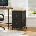 HOOBRO 2 Drawer Mobile File Cabinet, Rolling Printer Stand, Vertical Filing Cabinet, Office Drawers, Filing Cart for Home Office, A4/Letter Size, Nonwovens Drawer, Black and Rustic Brown BFK20WJ01 - Image 2