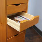 Jela-USA Solid Pine Wood 8 Drawer Rolling Cart, Honey Pine - Image 6