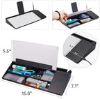 Small Glass Desktop Whiteboard Dry-Erase-Board - Computer Keyboard Stand with Wireless Charger White Board Surface Pad with Drawer, Desk Organizers with Accessories for Office, Home, School Supplies - Image 4