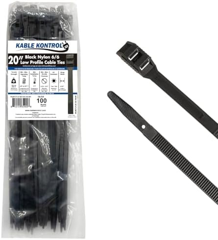 Kable Kontrol Low-Profile Cable Ties 20 Inch 100 Pcs, 120 Lbs Test - Black by KABLEKONTROL%C2%AE