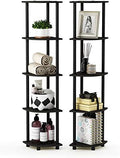 Furinno TURN-N-TUBE Corner Shelf Set of 2, 5-Tier Corner Bookshelf, Open Storage Shelves, for Organization and Storage, Living Room, Home Office, Garage, Espresso by Furinno-FitsYourSpaceFitsYourBudget