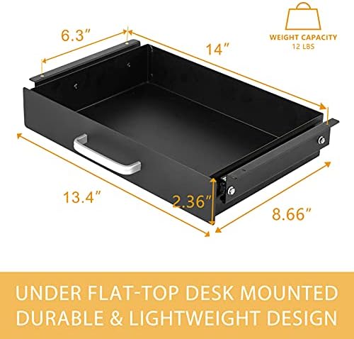GOME Under Desk Pull-Out Drawer - Storage Organizer Office Mounted, Easy Slide-Out Pencil Drawer for Saving Space, Under Flat-Top Desk Storage Ideal for Sit-Stand Workstation - Image 2