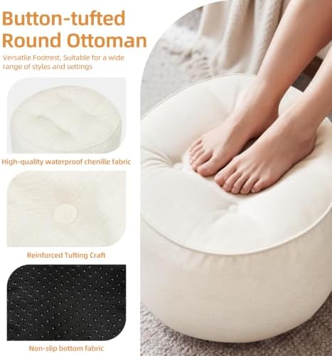 Hobestluk Round Oversized Ottoman Foot Leg Rest Under Desk for Couch - Image 3