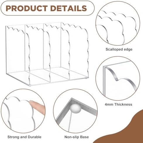 2 Pcs Scalloped Acrylic Magazine Holder, File Organizer, Standard Style - Image 2