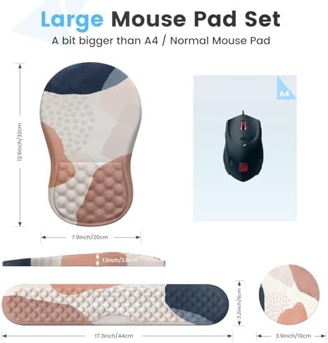 HAOCOO 3-Pcs Ergonomic Desk Accessory Set with Wrist Support, Boho Pink - Image 6