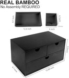 Charmewooden Bamboo Desk Organizer with 3 Drawers, Countertop Organizer with Drawers Makeup Storage Drawer 3 Drawer Tabletop Storage Organization Box Home Office Workspace（Black） - Image 2