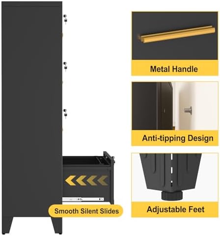 4 Drawer File Cabinet with Lock, Lateral Filing Cabinet for Home Office - Image 5