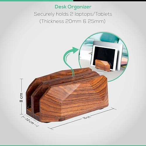 Premium Vertical Laptop Stand – Wooden Dock Compatible MacBook & Laptops | Dual Dock Slot | Ergonomic Desktop Holder & Space-Saving Office Desk Accessory (Indian Rosewood) - Image 5