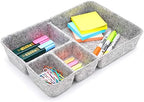 Welaxy Junk Drawer Organizer bin 4 Compartments Office Organizers Bins Felt Trays Drawers 2 dividers Multi-Purpose Storage (Grayx2) - Image 6