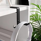 Headphone Stand Headphone Holder Headset Bracket Hanger Metal Wall Stand, Rotatable Double Clamp Hook for - Under Desk Space Save Mount(White) - Image 5