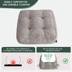 HIGOGOGO Tufted Corduroy Recliner Seat Cushion for Elderly, 20x20x5 Inch Large Square Seat Cushion for Recliner Chair, Floor Pillow, Office Chair, Car, No Pressure on Thighs, Grey - Image 7