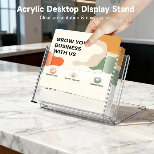 OMISTAR 4 PCS Postcard Brochure Holder Organizer, 6.4 x 4 Inch Acrylic Postcard Display Holder, Stand Clear Greeting Card Display Brochure Holder for Desk Table Home Office (4PCS-A) - Image 2