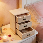 2-Pack Unfinished Solid Pine Wood Box with 3 Mini Drawers, Blank Natural Wooden Jewelry Organizer, Paintable and Carvable Storage Box for Arts, Crafts and DIY Projects - Image 3
