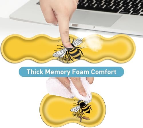 Keyboard Mouse Pad Set, Extended Gaming Mouse Pad+Ergonomics Keyboard Wrist Rest Support, Memory Foam, Easy Typing Pain Relief, 4Pcs XL Ultra Thick Desk Mat,Honey Bee - Image 4