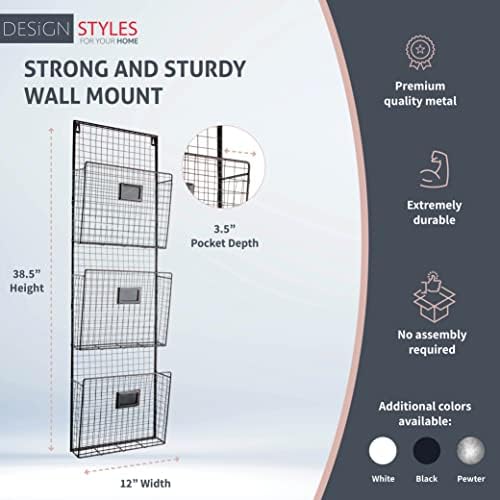 Three Tier Wall File Holder – Durable Copper Metal Rack with Spacious Slots for Easy Organization, Mounts on Wall and Door for Office, Home, and Work – by Designstyles - Image 2