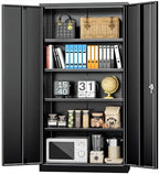 INTERGRETA Metal Storage Cabinet Locker for Home Office, Locking Garage Storage Cabinet with Doors and Shelves, 72" Tall Metal Steel Cabinets for Garage, Black by INTERGREAT