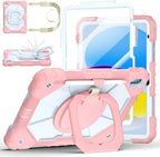 Case for iPad (A16) 11th/10th Generation 11/10.9 Inch 2025/2022, Ubearkk for iPad a16 case with Screen Protector, 360 Degree Rotating Stand Shoulder Strap Pencil Holder,Rose Beige by Ubearkk